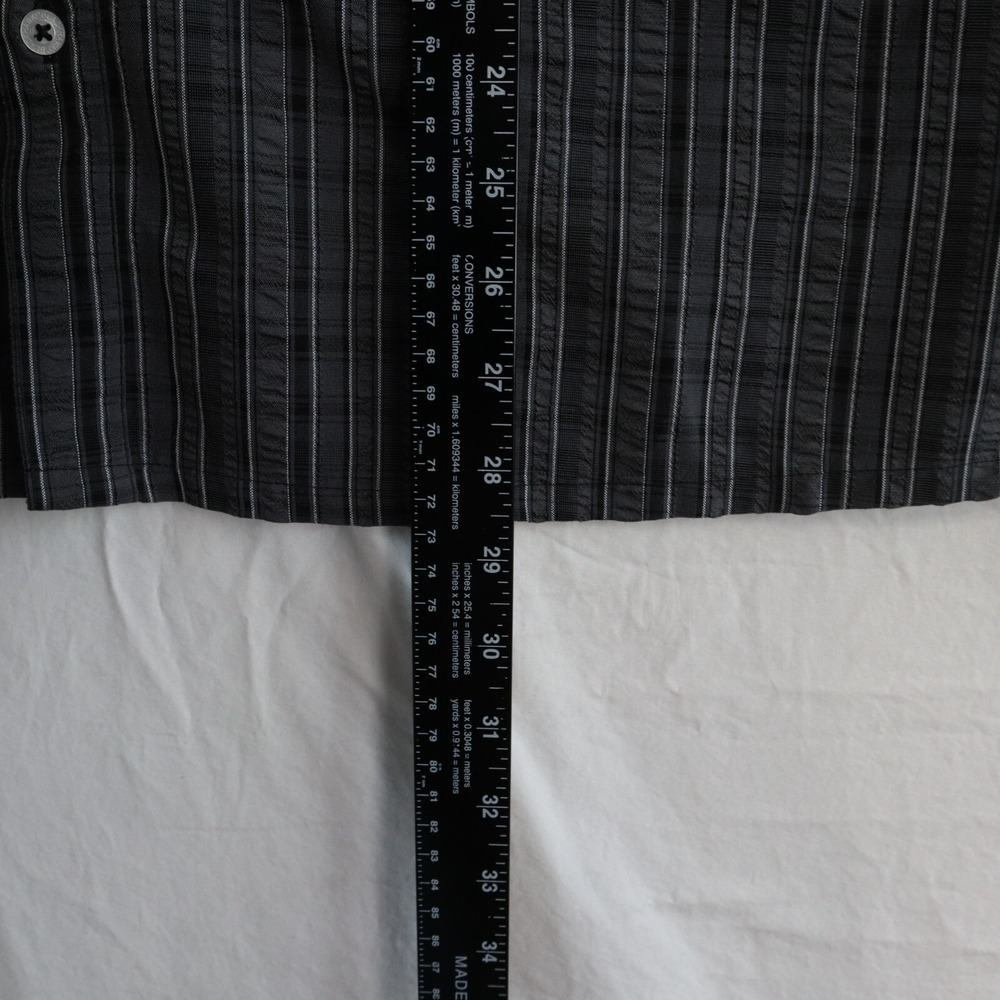 BLACKHAWK!‎ Shirt Mens Medium Casual Flap Pocket Button Gray Striped Long Sleeve - Picture 4 of 6